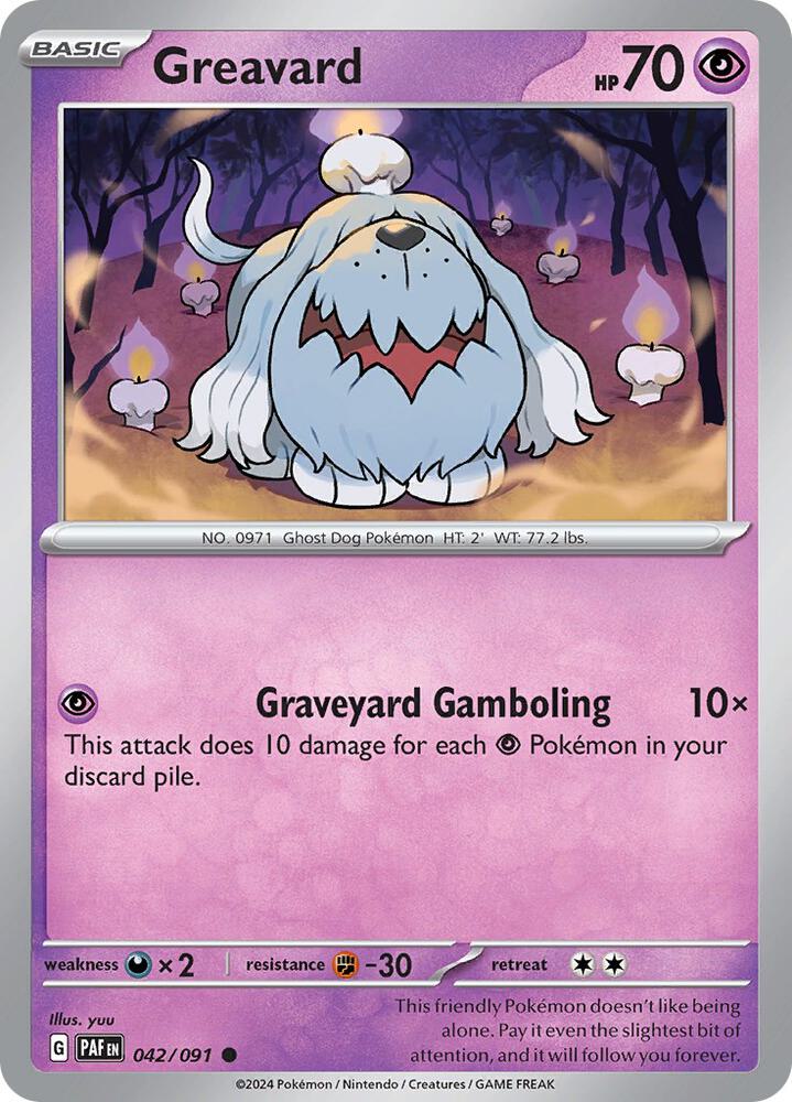 Greavard 042/091 — Paldean Fates Pokémon card