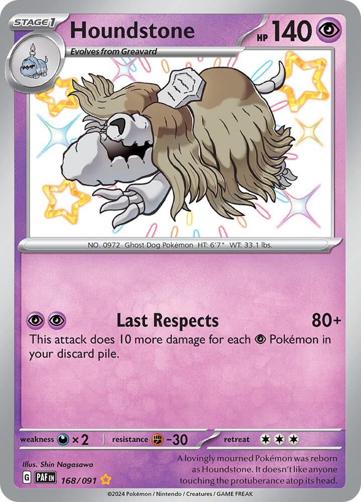 Houndstone 168/091 Holofoil, Paldean Fates Pokémon card