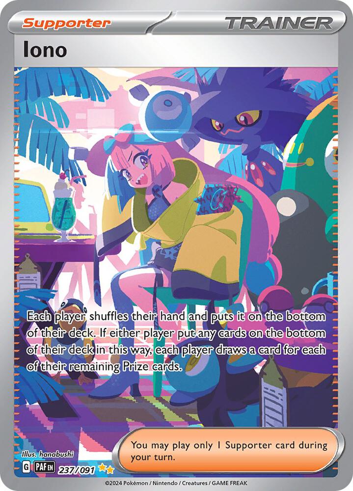 Iono 237/091 Holofoil, Paldean Fates Pokémon card