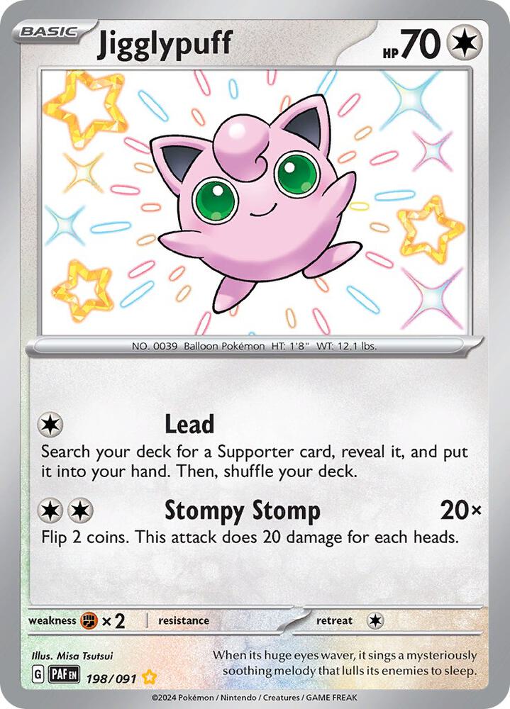 Jigglypuff 198/091 Holofoil, Paldean Fates Pokémon card