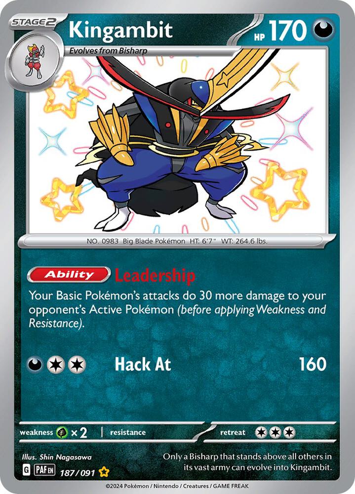 Kingambit 187/091 Holofoil, Paldean Fates Pokémon card