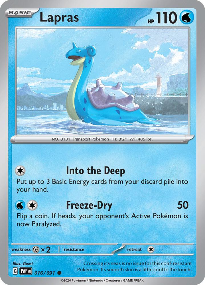 Lapras 016/091 Reverse Holofoil — Paldean Fates Pokémon card
