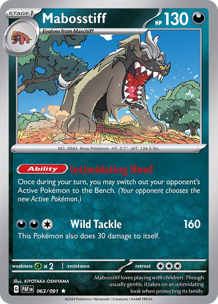Mabosstiff 063/091 Holofoil — Paldean Fates Pokémon card