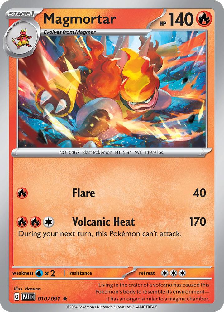 Magmortar 010/091 Holofoil — Paldean Fates Pokémon card