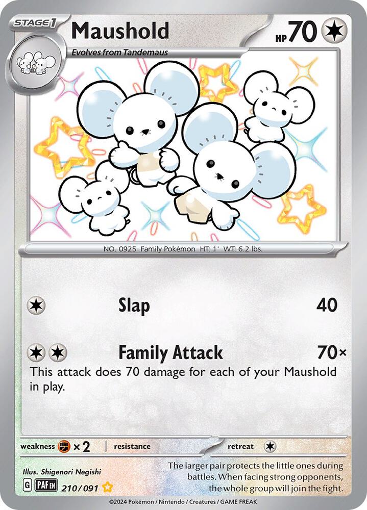 Maushold 210/091 Holofoil, Paldean Fates Pokémon card
