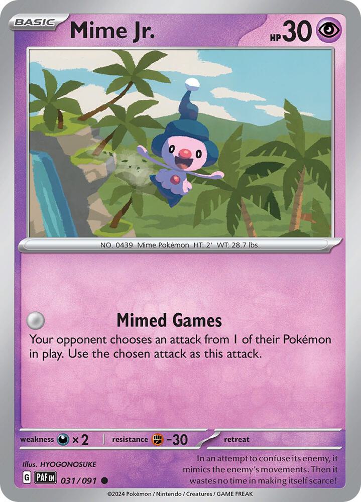Mime Jr. 031/091 Reverse Holofoil — Paldean Fates Pokémon card