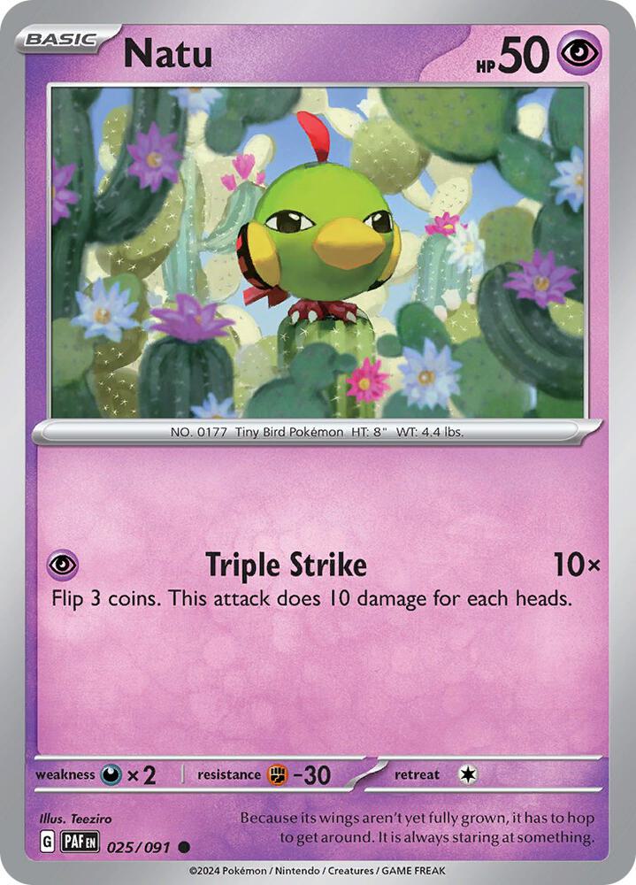 Natu 025/091 Reverse Holofoil — Paldean Fates Pokémon card