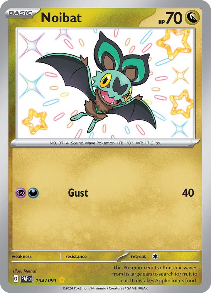 Noibat 194/091 Holofoil, Paldean Fates Pokémon card