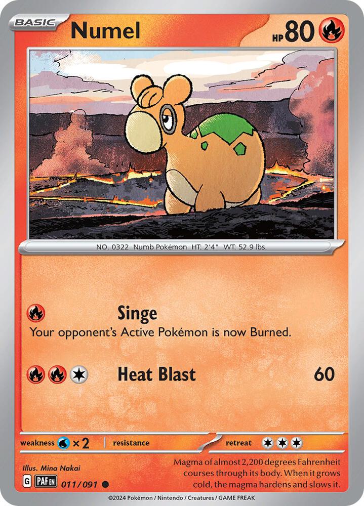 Numel 011/091 Reverse Holofoil — Paldean Fates Pokémon card