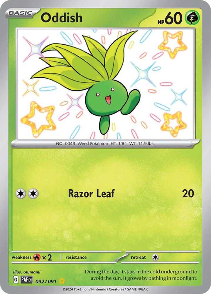 Oddish 092/091 Holofoil, Paldean Fates Pokémon card