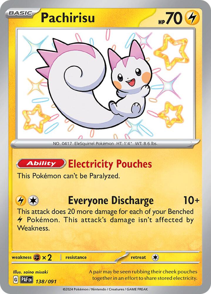 Pachirisu 138/091 Holofoil — Paldean Fates Pokémon card