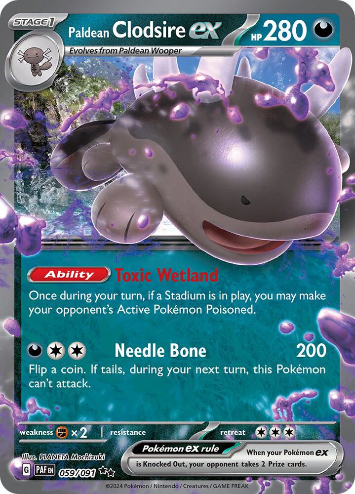 Paldean Clodsire ex 059/091 Holofoil — Paldean Fates Pokémon card