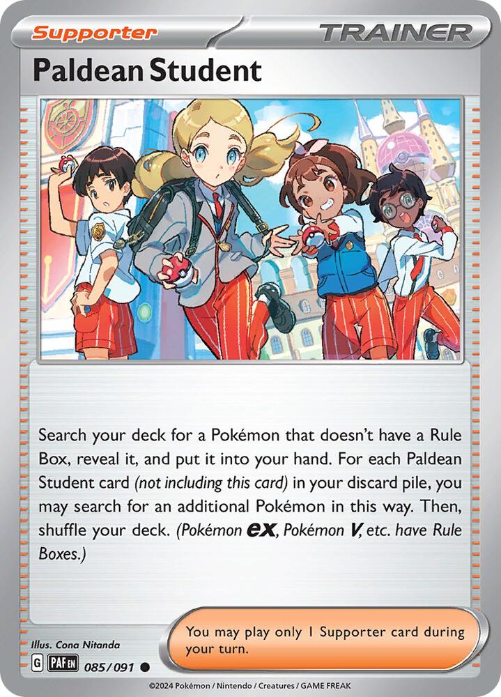 Paldean Student 085/091, Paldean Fates Pokémon card