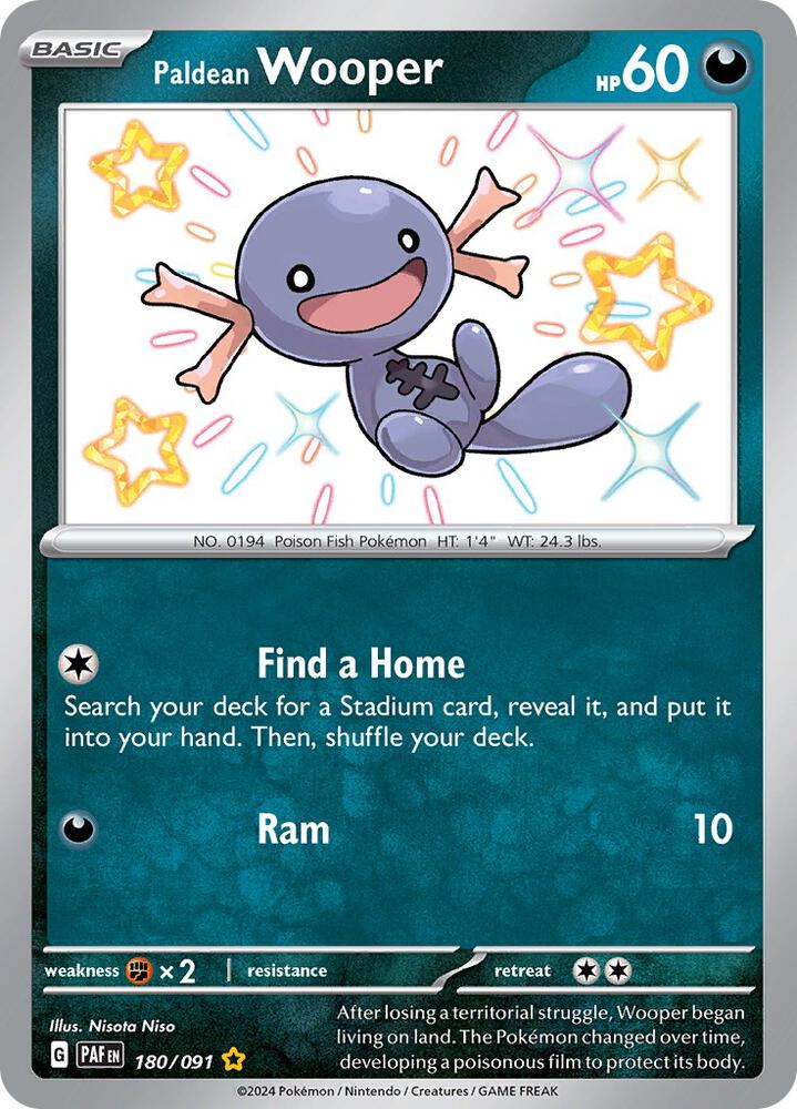 Paldean Wooper 180/091 Holofoil, Paldean Fates Pokémon card