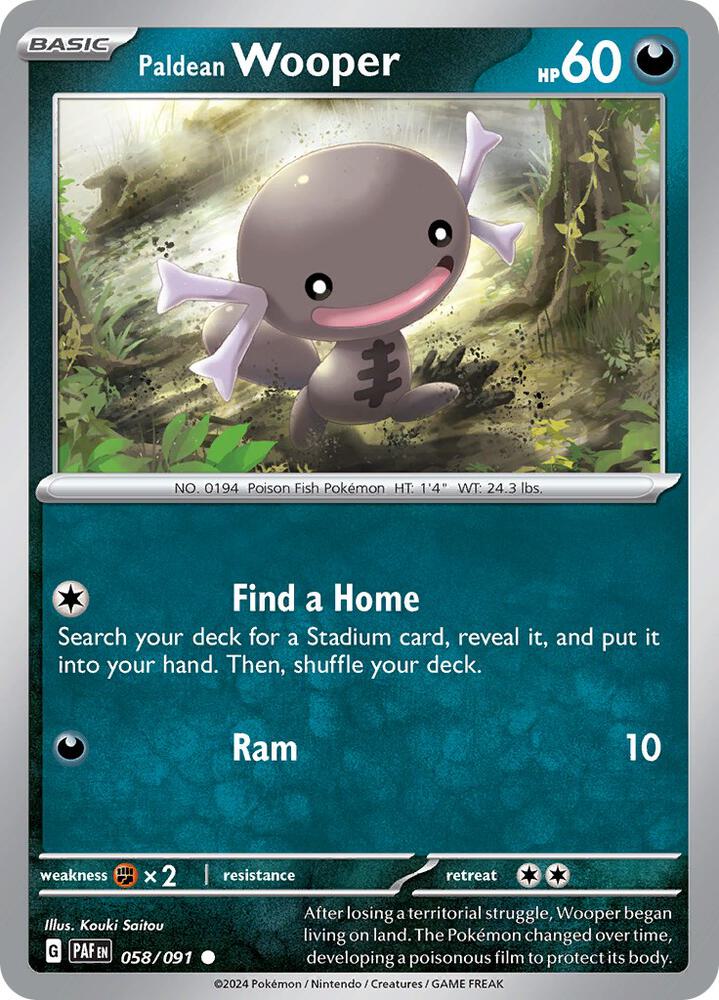 Paldean Wooper 058/091 — Paldean Fates Pokémon card