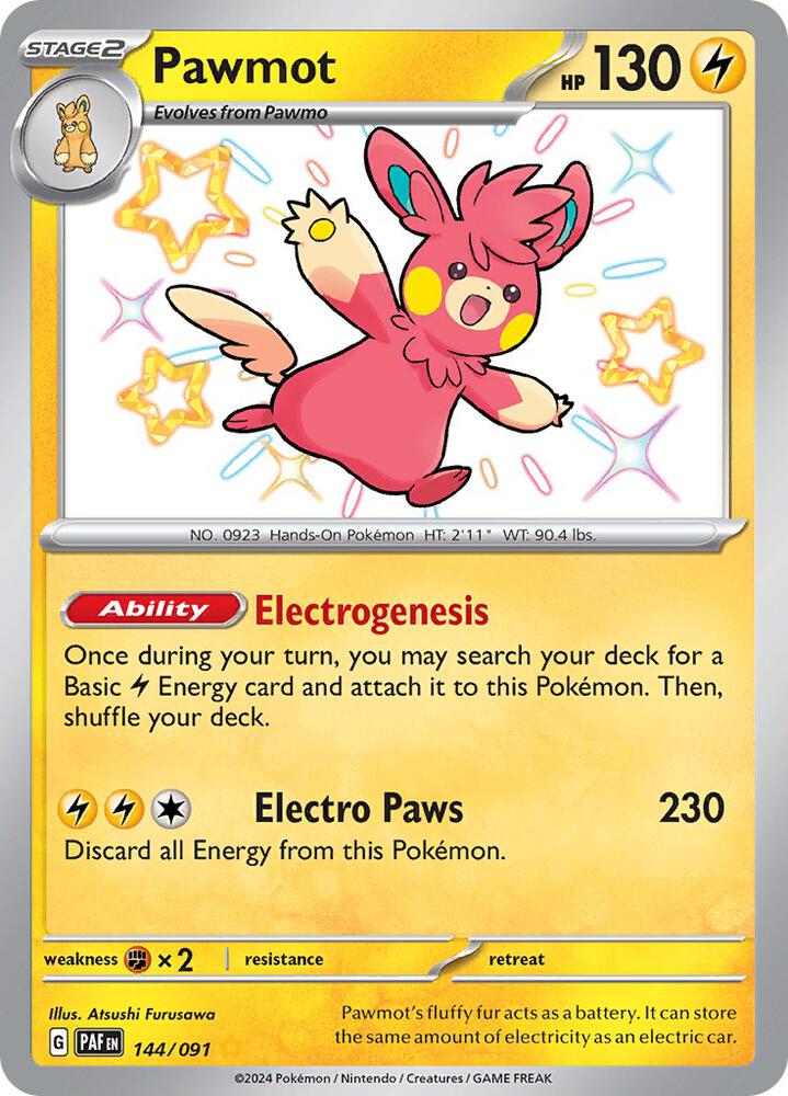 Pawmot 144/091 Holofoil, Paldean Fates Pokémon card