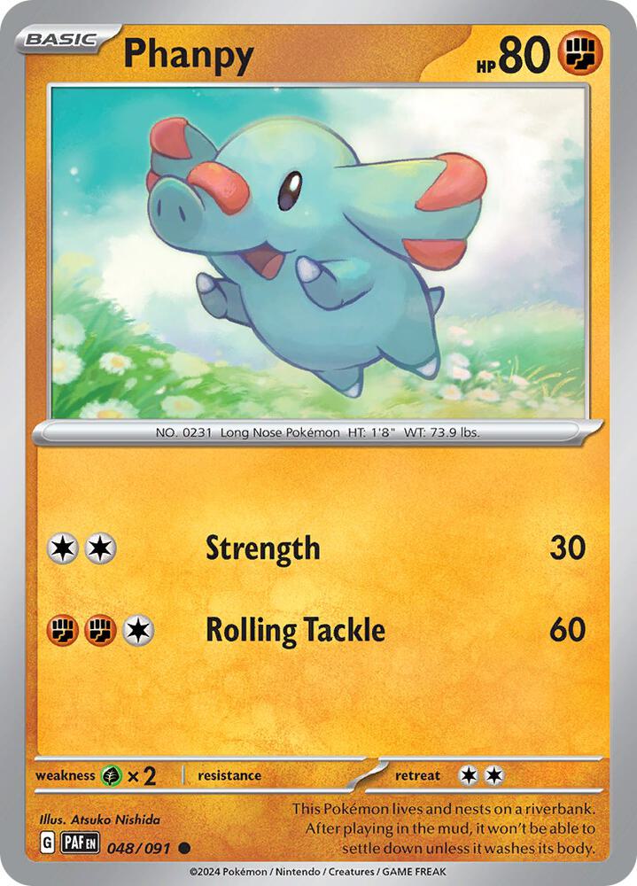 Phanpy 048/091 Reverse Holofoil — Paldean Fates Pokémon card