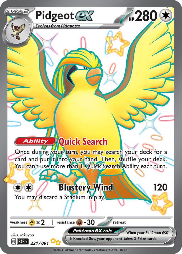 Pidgeot ex 221/091 Holofoil — Paldean Fates Pokémon card