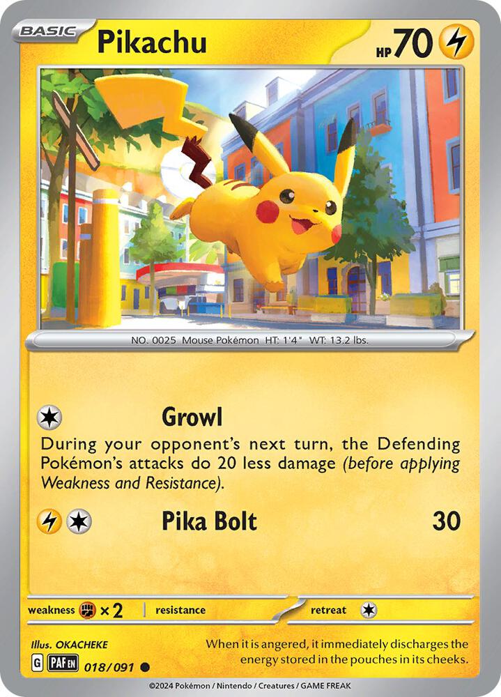 Pikachu 018/091 Reverse Holofoil — Paldean Fates Pokémon card