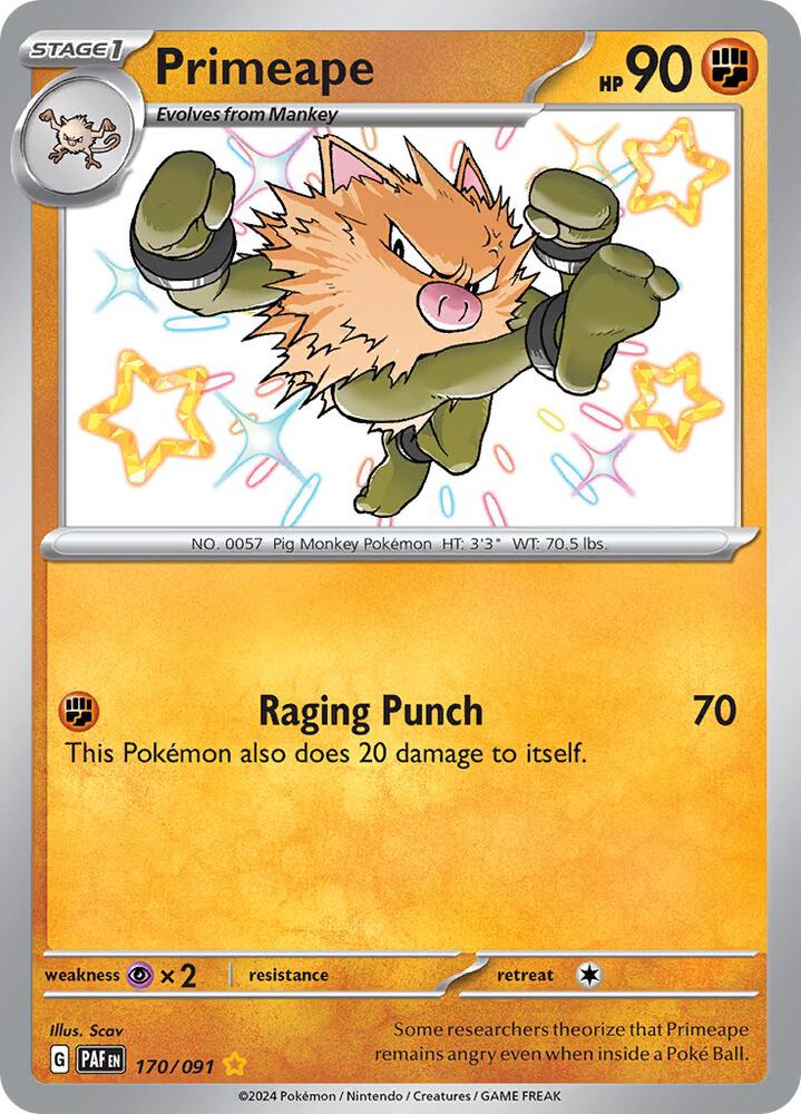 Primeape 170/091 Holofoil, Paldean Fates Pokémon card