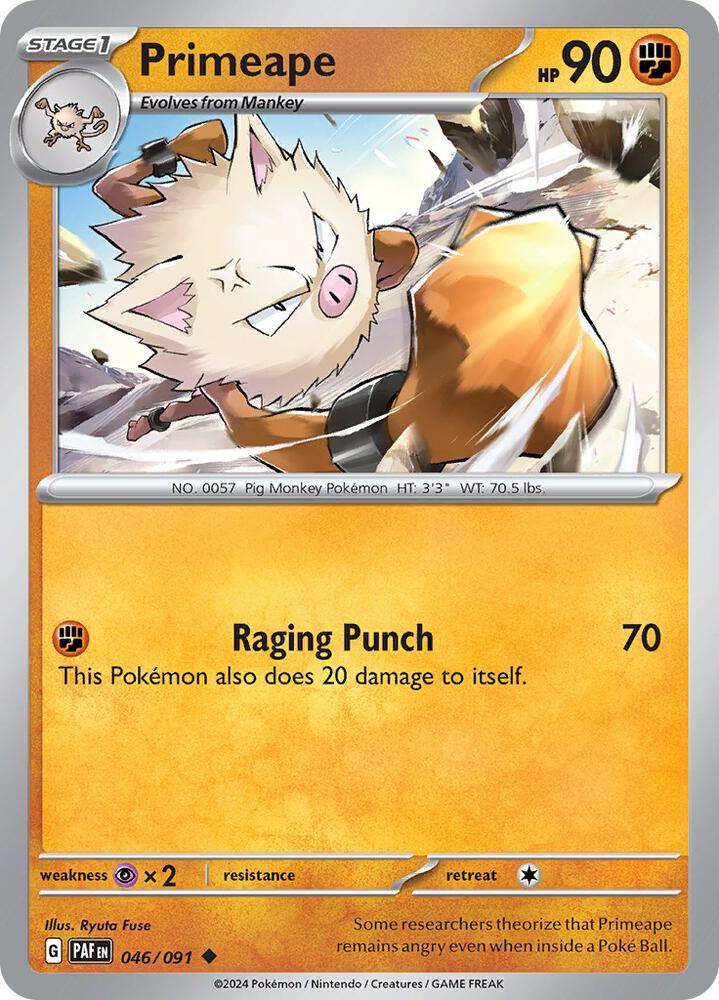 Primeape 046/091 — Paldean Fates Pokémon card
