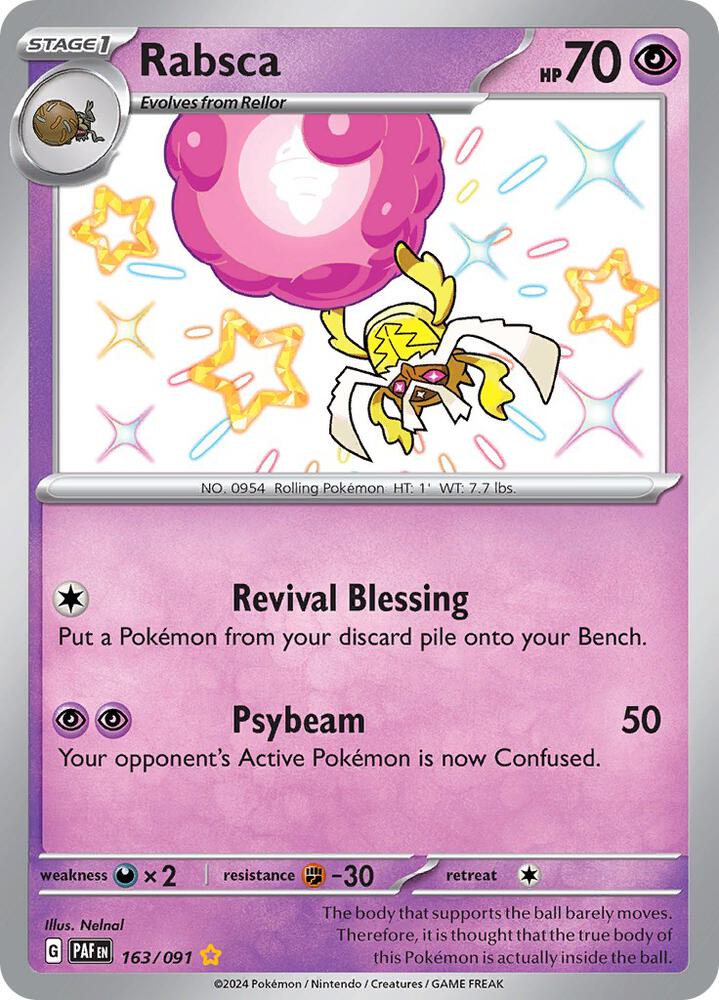 Rabsca 163/091 Holofoil, Paldean Fates Pokémon card
