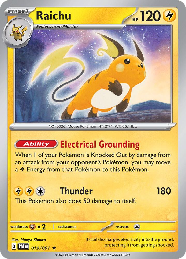 Raichu 019/091 Holofoil — Paldean Fates Pokémon card