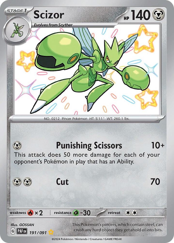 Scizor 191/091 Holofoil, Paldean Fates Pokémon card