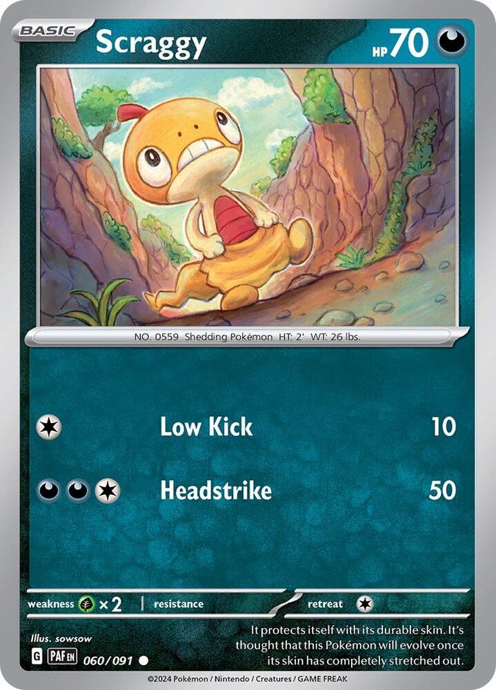 Scraggy 060/091 Reverse Holofoil — Paldean Fates Pokémon card