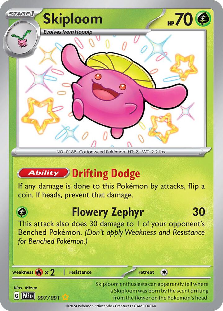 Skiploom 097/091 Holofoil — Paldean Fates Pokémon card