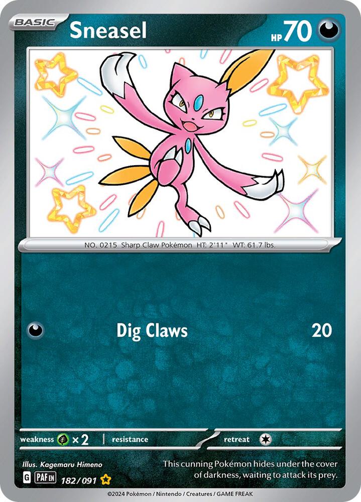 Sneasel 182/091 Holofoil, Paldean Fates Pokémon card