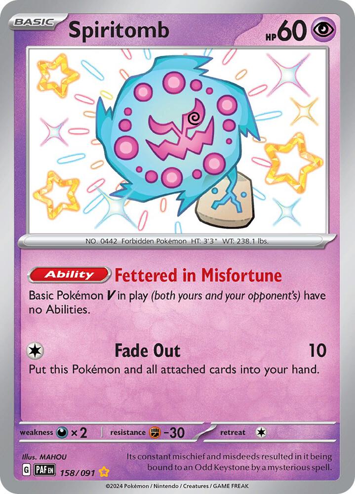 Spiritomb 158/091 Holofoil, Paldean Fates Pokémon card