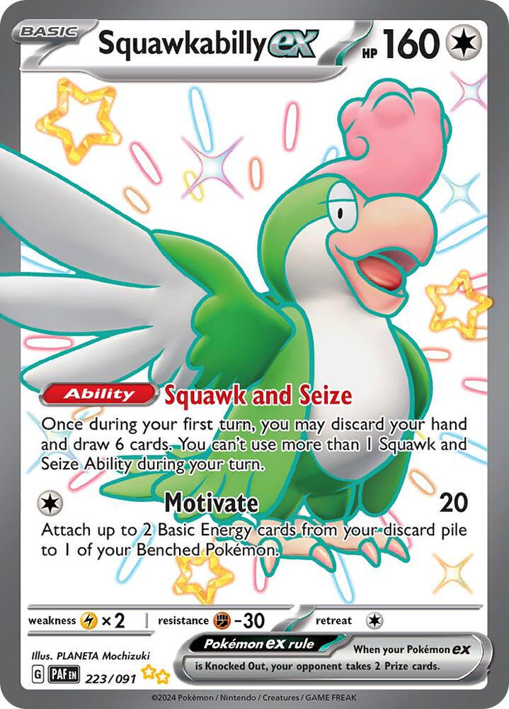 Squawkabilly ex 223/091 Holofoil — Paldean Fates Pokémon card