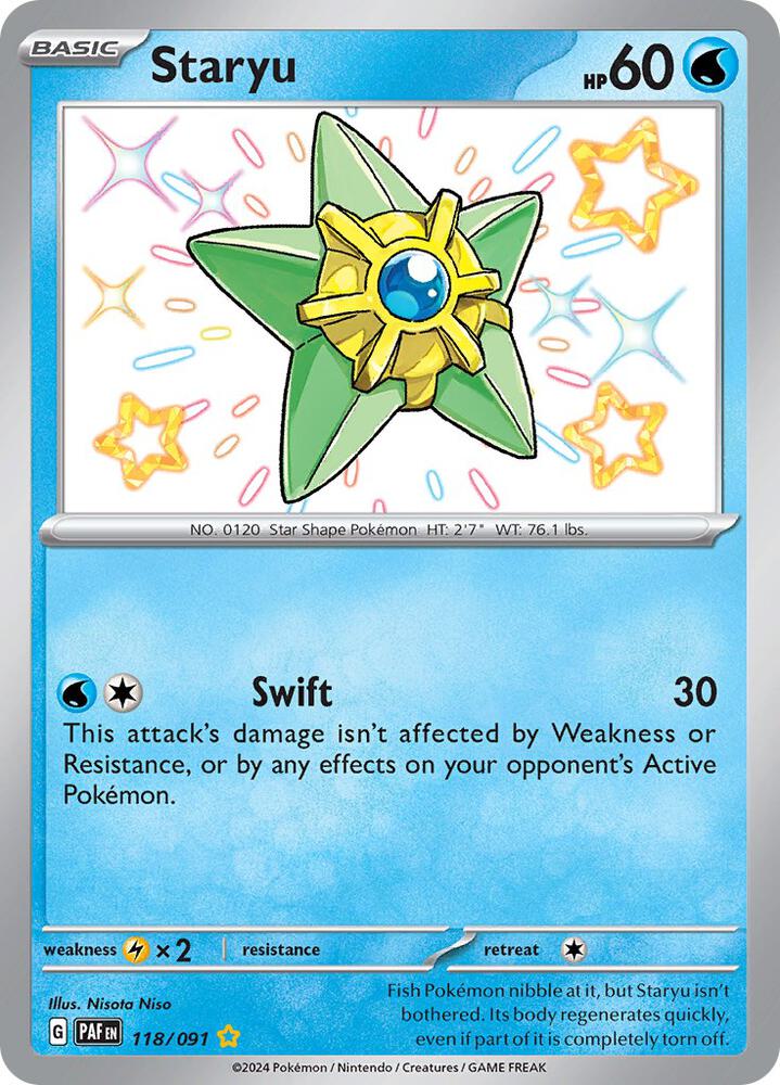 Staryu 118/091 Holofoil — Paldean Fates Pokémon card