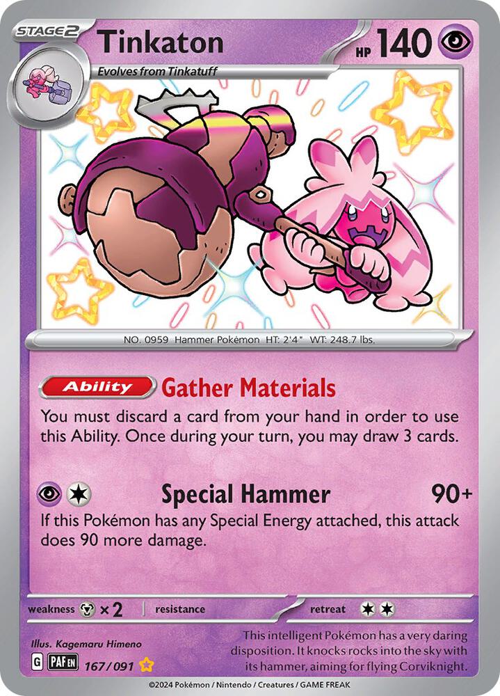 Tinkaton 167/091 Holofoil, Paldean Fates Pokémon card