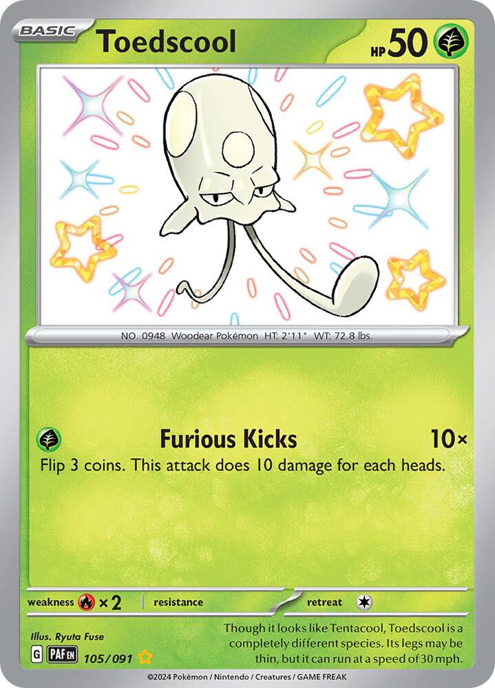 Toedscool 105/091 Holofoil — Paldean Fates Pokémon card