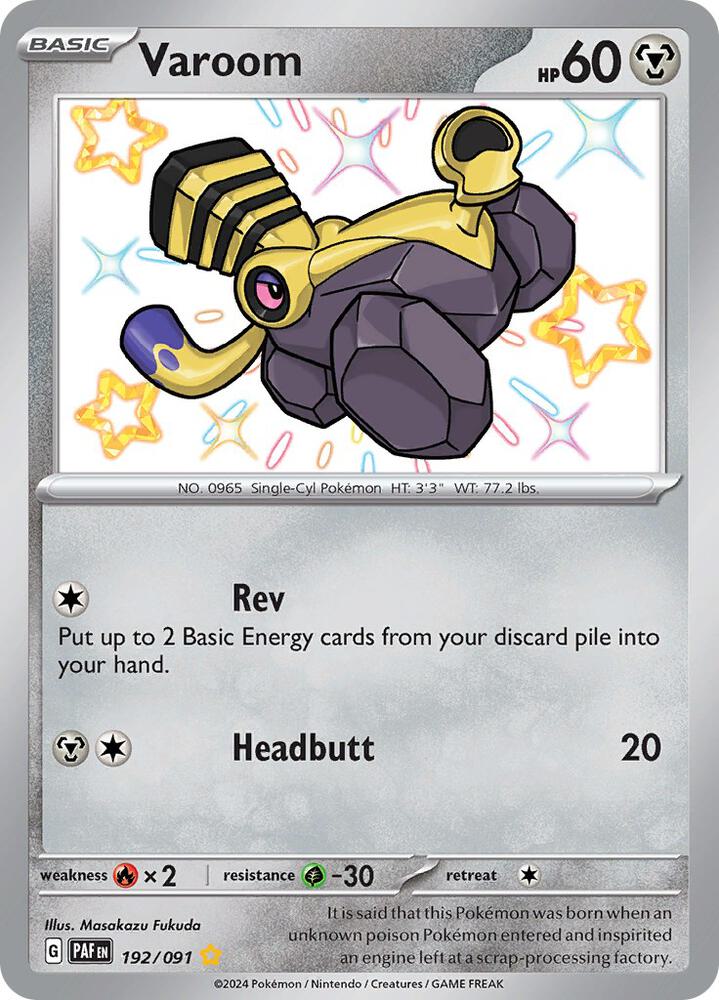 Varoom 192/091 Holofoil, Paldean Fates Pokémon card