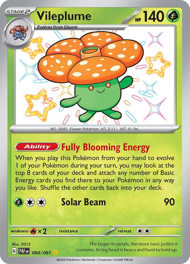 Vileplume 094/091 Holofoil, Paldean Fates Pokémon card