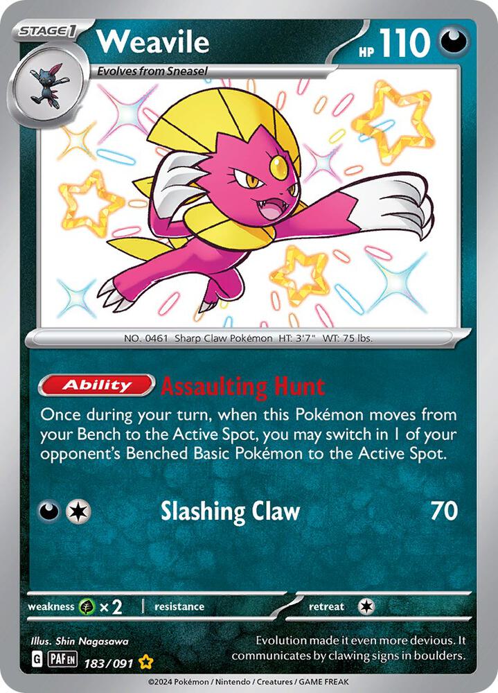 Weavile 183/091 Holofoil, Paldean Fates Pokémon card