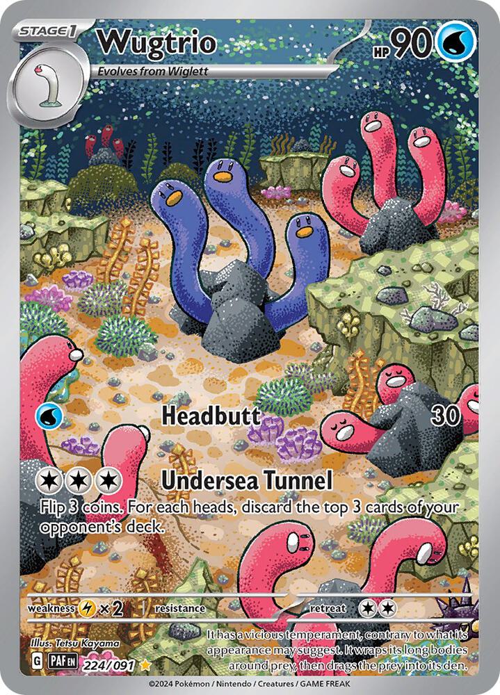 Wugtrio 224/091 Holofoil, Paldean Fates Pokémon card