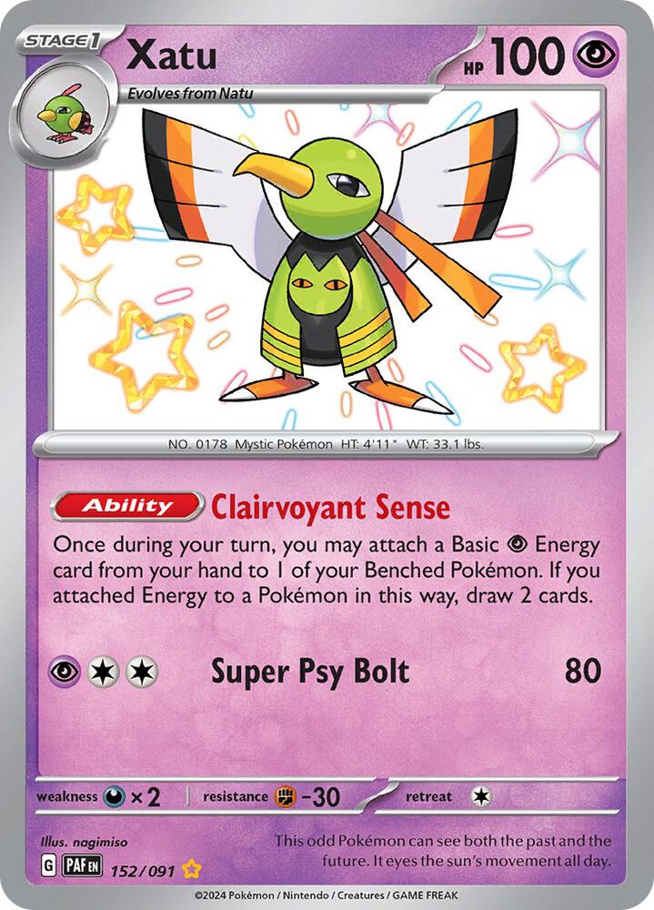 Xatu 152/091 Holofoil, Paldean Fates Pokémon card
