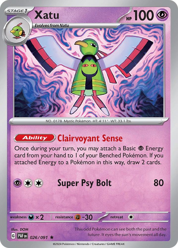 Xatu 026/091 Holofoil — Paldean Fates Pokémon card