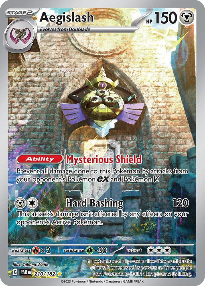 Aegislash 210/182 Holofoil, Paradox Rift Pokémon card