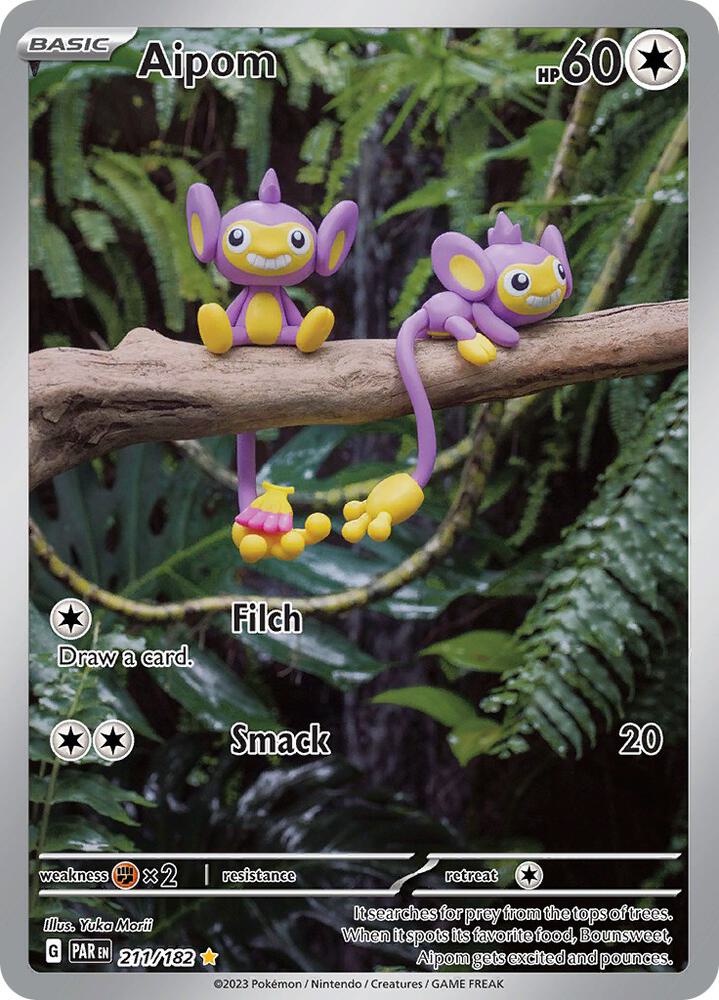 Aipom 211/182 Holofoil, Paradox Rift Pokémon card
