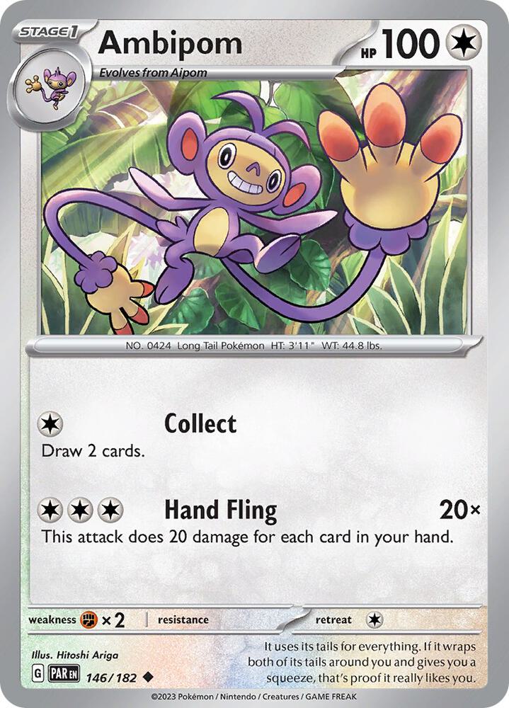 Ambipom 146/182 Reverse Holofoil, Paradox Rift Pokémon card