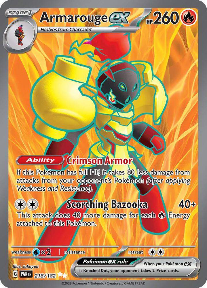 Armarouge ex 218/182 Holofoil, Paradox Rift Pokémon card