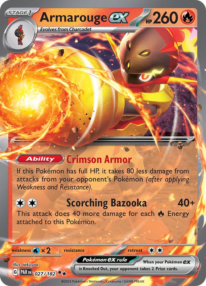 Armarouge ex 027/182 Holofoil, Paradox Rift Pokémon card