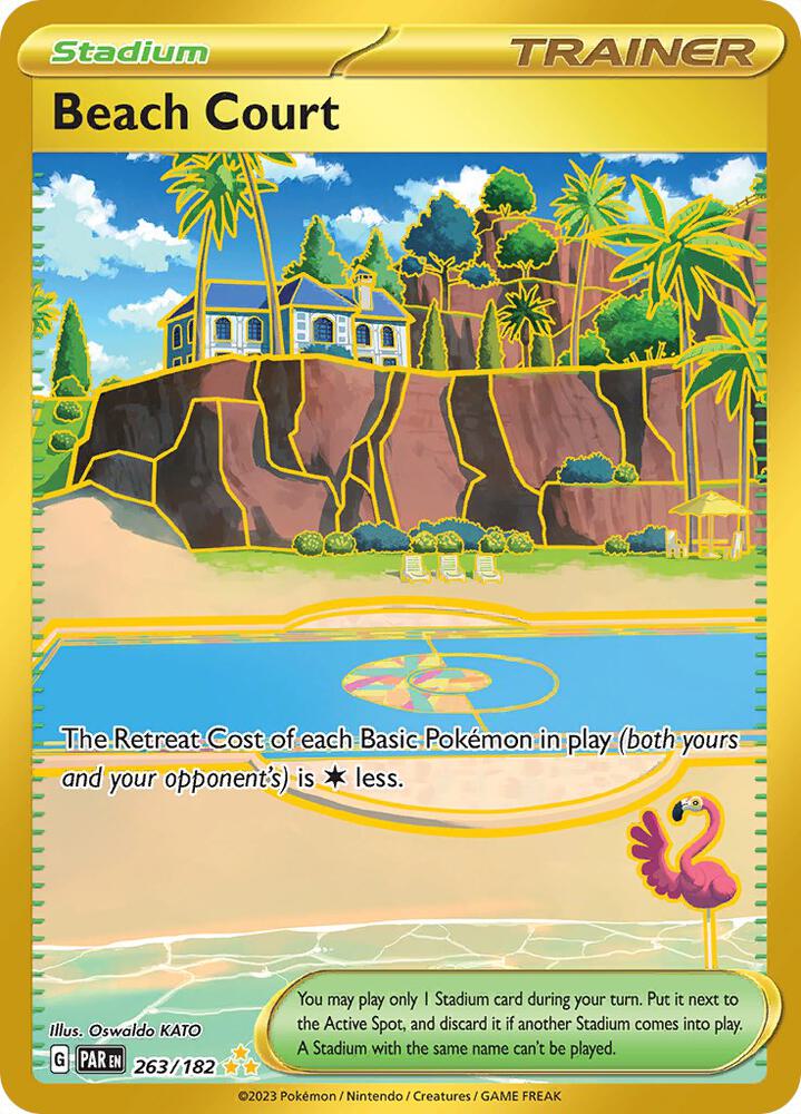 Beach Court 263/182 Holofoil, Paradox Rift Pokémon card