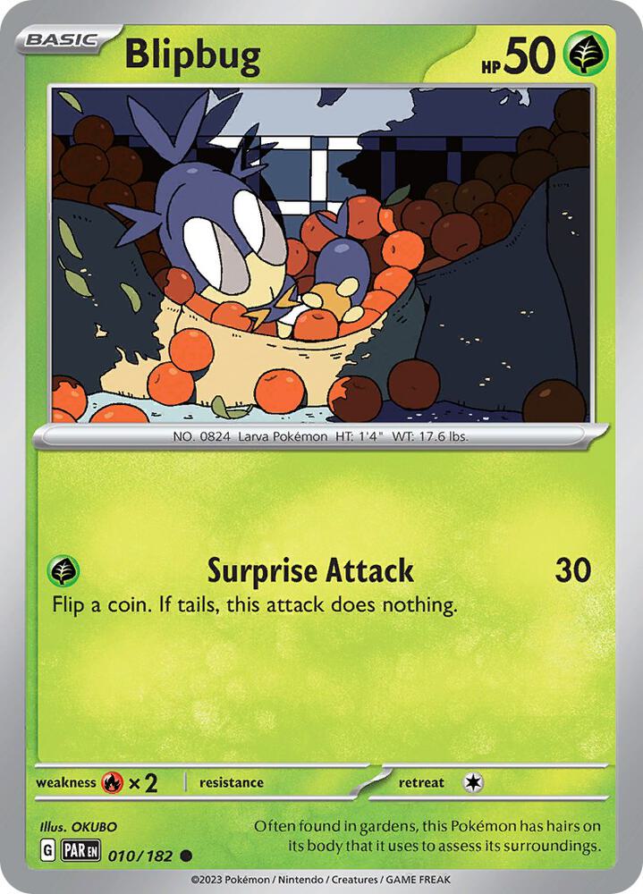 Blipbug 010/182, Paradox Rift Pokémon card