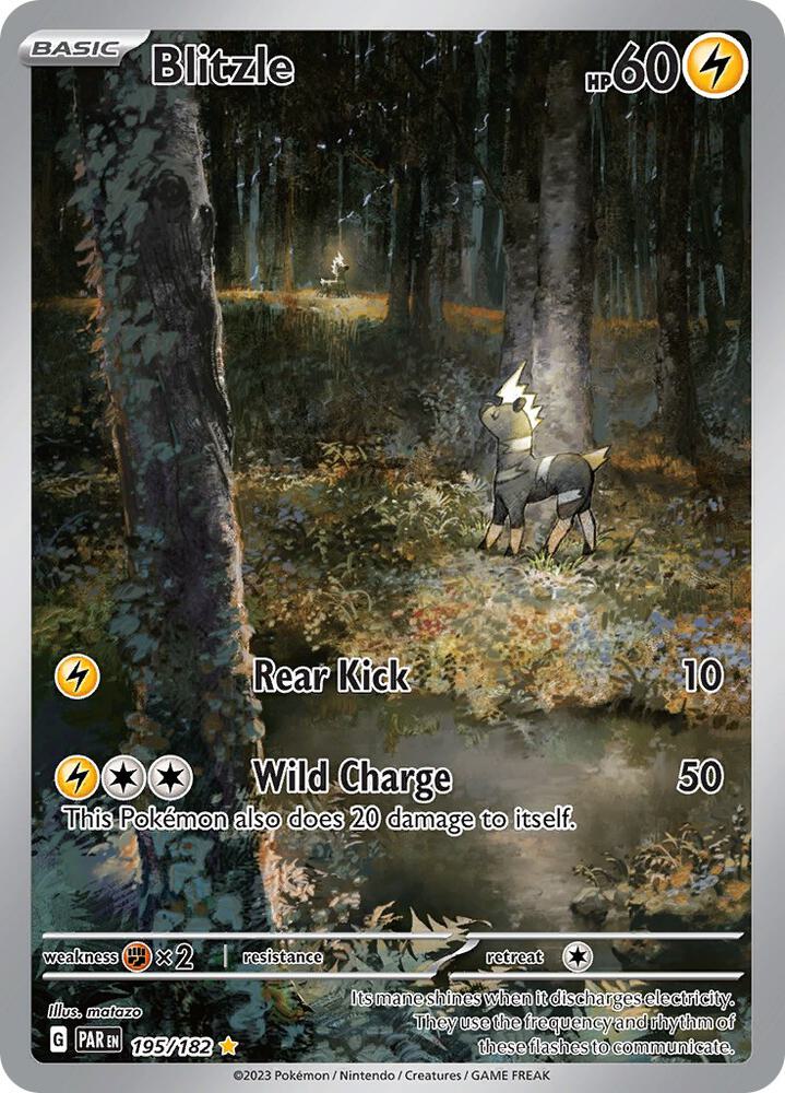 Blitzle 195/182 Holofoil, Paradox Rift Pokémon card
